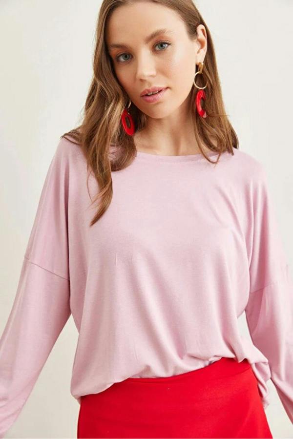 Hoxton Gal Crew Neck Draped Batwing Viscose Blouse