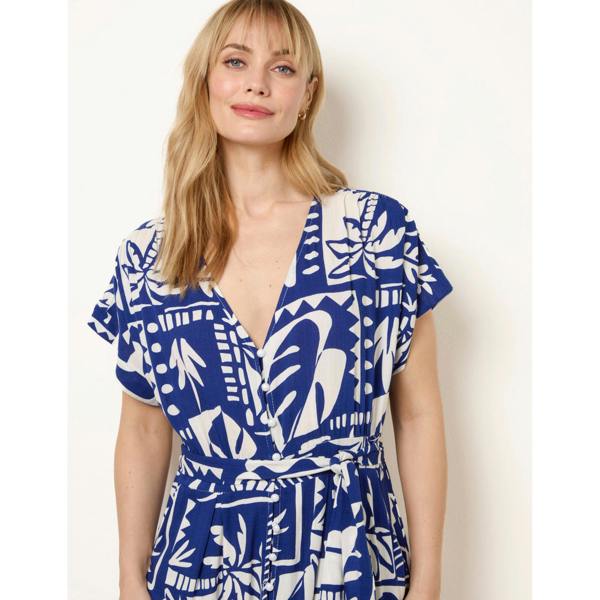 Blue Vanilla Tropical Block Print Dress