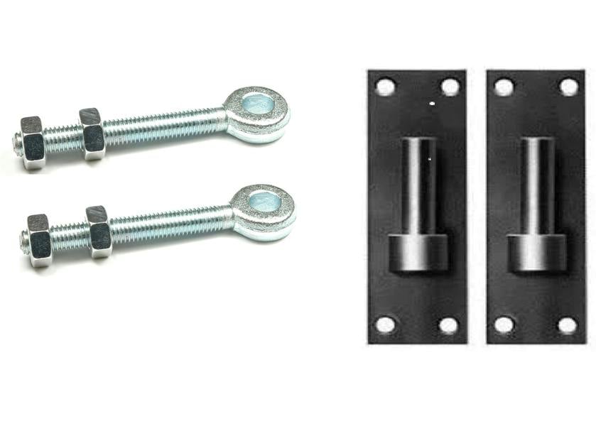 Wyre Direct Gate Hinges 12mm Pin Bracket & 12mm X 150mm Adjustable Eye Bolts Black