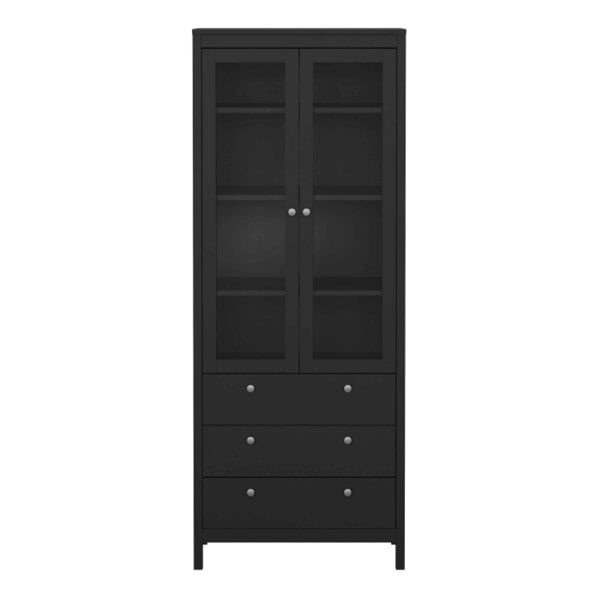 Wyld Haus Gossmere Matt Black China Cabinet 2 Doors 3 Drawers
