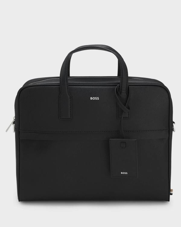 BOSS Orange Zair Mens Document Case with Foil-Print Logo - Black 001 | CHO | Designer Mens Bags