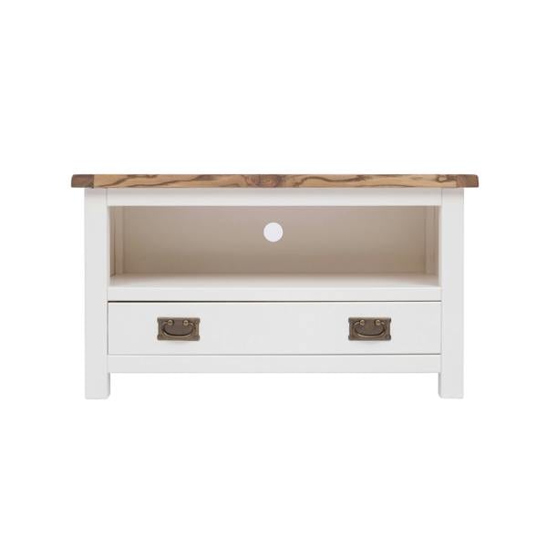 Lovere Off White 1 Drawer TV Cabinet Brass Drop Handle