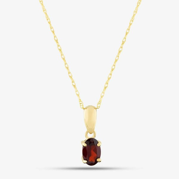 T. H. Baker 9ct Yellow Gold Oval Cut Garnet Necklace OJS0006P-GAR 9KY