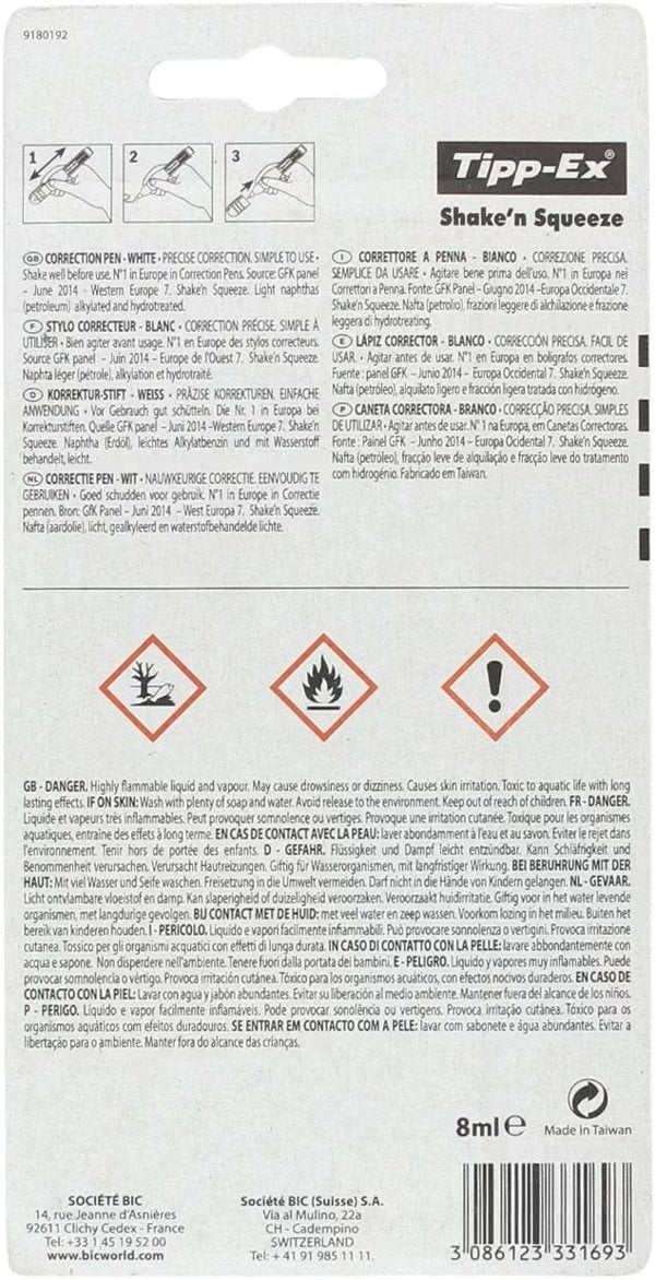 BIC Tipp-Ex Correction Pen 8ml - Pack of 3