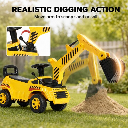 AIYAPLAY Kids Ride on Digger, Toddler Construction Toy Car for 1-4 Years Old