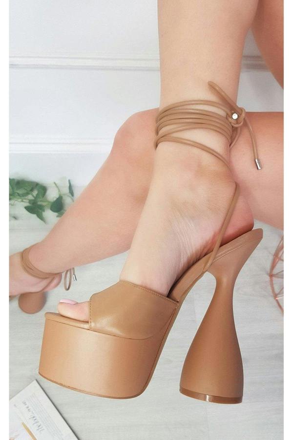 Julia Extreme Platform Strappy High Heels - Mocha