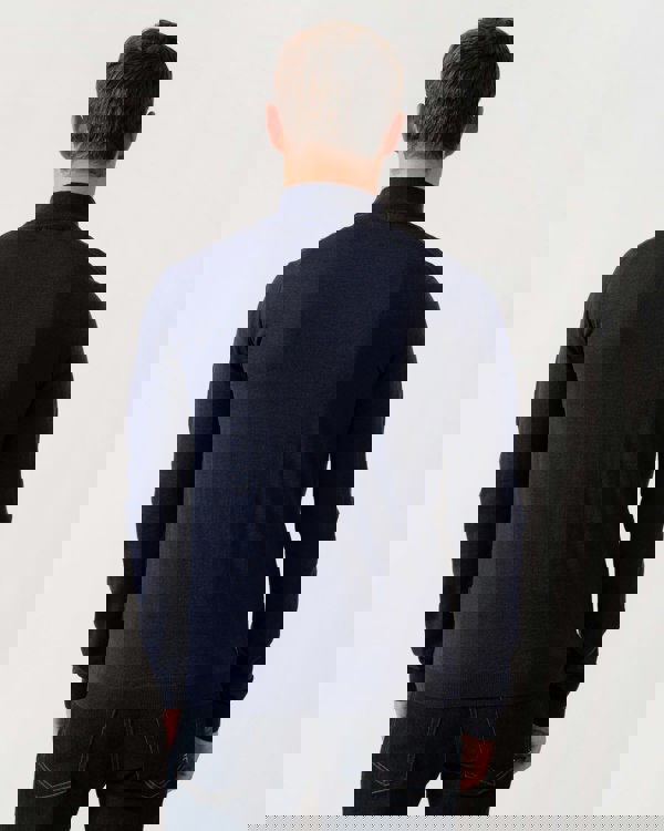 Oliver Sweeney Curragh Mens 1/4 Zip Funnel Neck Merino Wool Jumper - Navy Marl