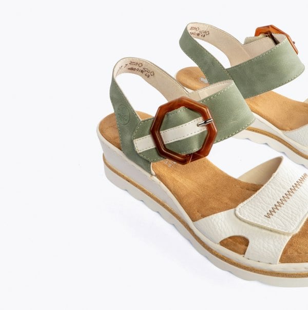 Rieker Antistress Womens Wedge Sandals - Green (67476-81)
