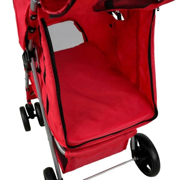 Monstershop Pet Stroller with Rain Cover – Red