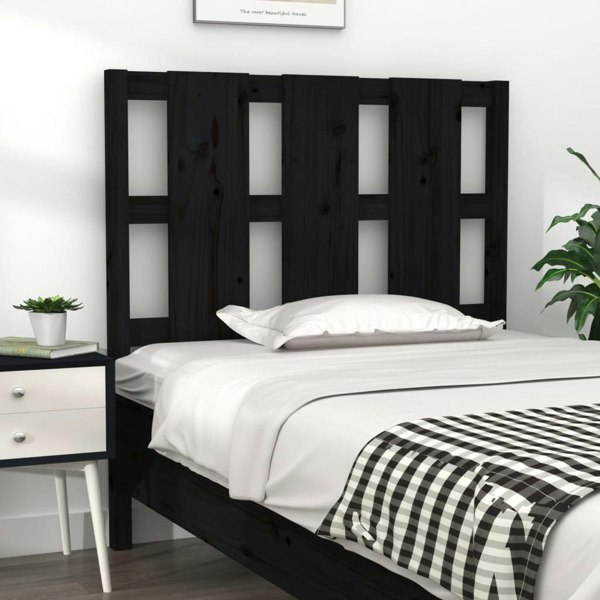 Berkfield Bed Headboard Black 95.5x4x100 cm Solid Wood Pine