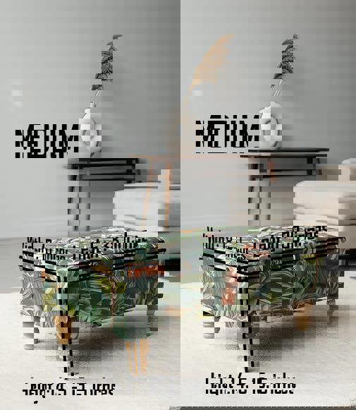 ISTOOLS Premium Green Floral Velvet Ottoman Bench with Storage – Luxury Coffee Table & Pouffe Seating