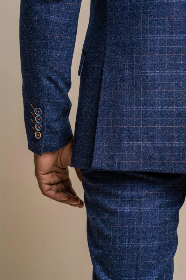 Kaiser blue check blazer back detail