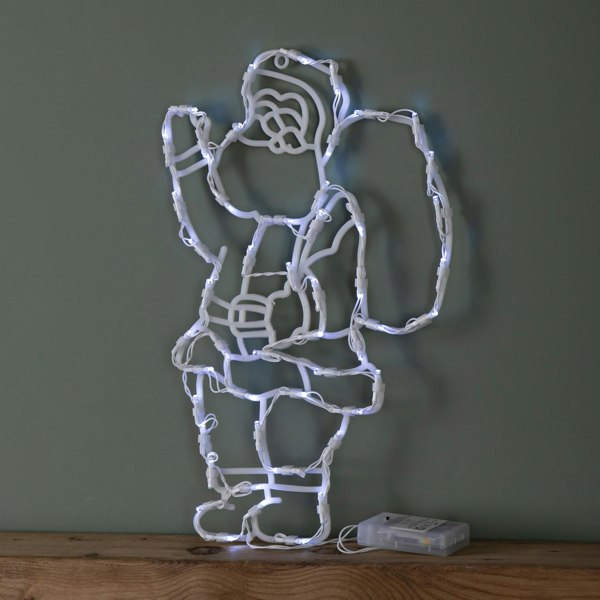 Samuel Alexander 44cm Battery Powered Light up Hanging Christmas Santa with White Multi-Action LEDs