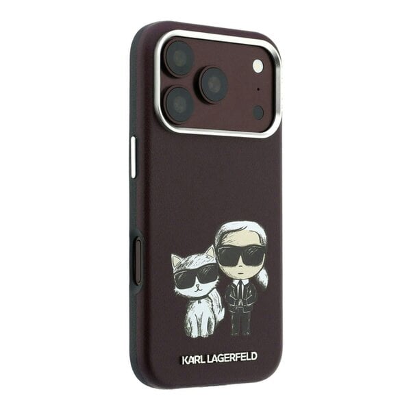 Karl Lagerfeld Smooth Karl & Choupette Bodies Sketch Case with MagSafe for iPhone 17/18 Pro Max 6.9" Burgundy - KLHMP18X6PWKCIDR