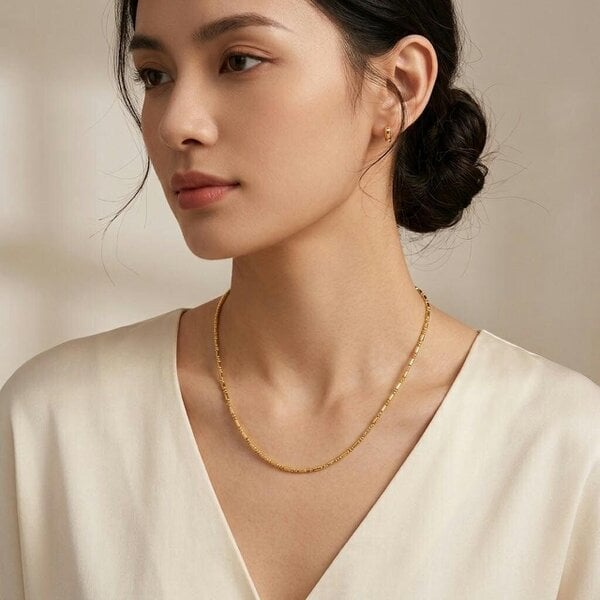 The Colourful Aura Gold Satellite Bead Chain Necklace 16 Inch