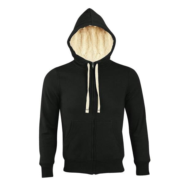 SOLS Sherpa Unisex Zip-Up Hooded Sweatshirt / Hoodie - Black