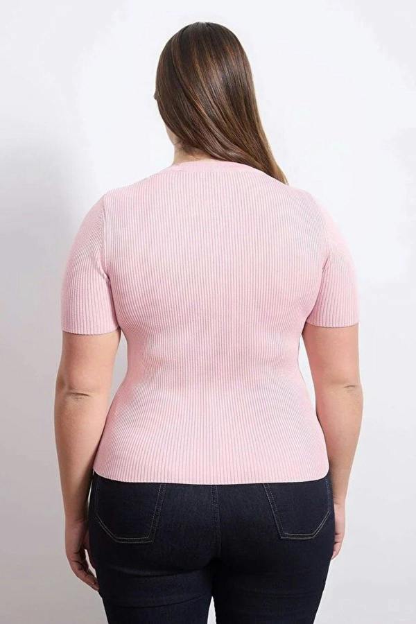 WOVCOR Snap Button Detail Ribbed Summer Knit Blouse