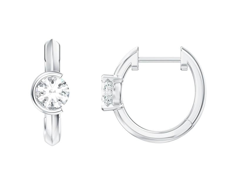 Sarah Layton Round Stone Hoop Earrings, 0.52ct Laboratory Grown Diamonds - 9ct White Gold - A20.00067.9WLCA