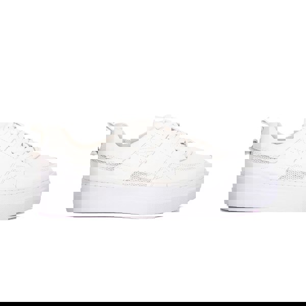David WeJ White Leather Sneakers With Mesh