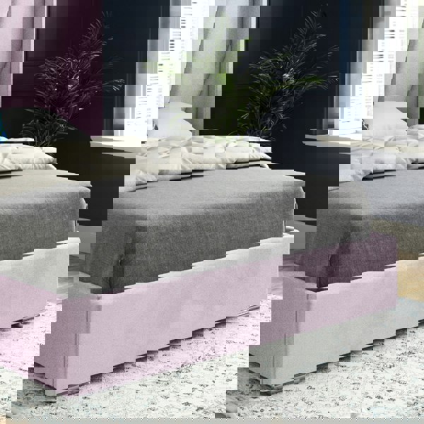 Casa Magna Bellini Wide Curved Winged Upholstered Soft Velvet Bed Frame - Pink