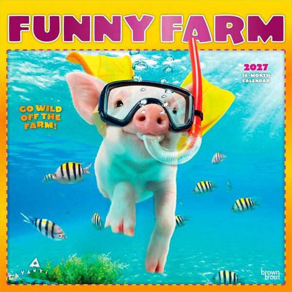 Funny Farm Calendar 2027, Wall Calendars, Month To View, Animals, Gift