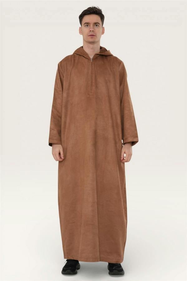 Infinity Leather Men's Hooded Eid Moroccan Jubba Robe Ramadan Eid Thobe - HM12