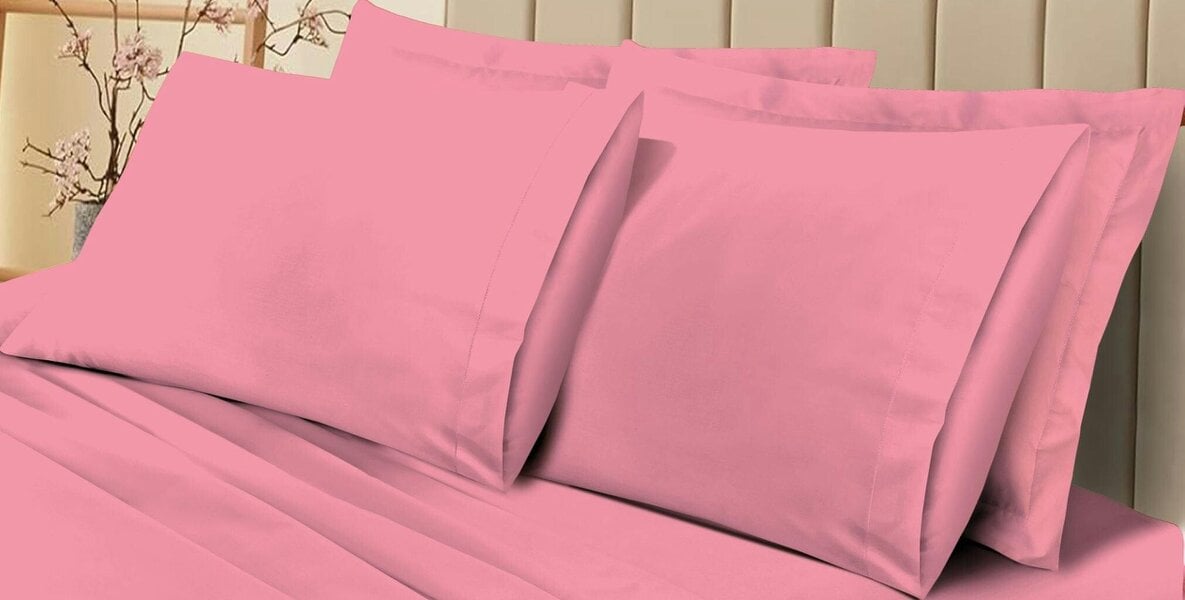 Night Zone 180 Thread Count Percale Pillowcases Pair – Crisp Easy Care Bed Linen - Rose