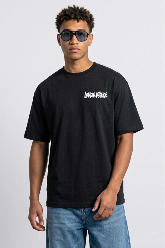 London Attitude Oversized Heavyweight City Graffiti Graphic T-Shirt