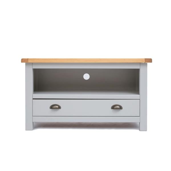 Argenta Light Grey 1 Drawer TV Cabinet Brass Cup Handle