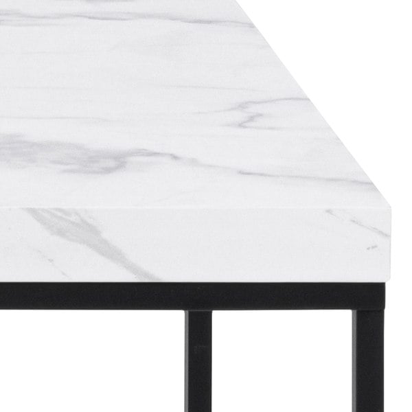 Furniture To Go Barossa Coffee Table with White Marble Effect Top & Black Steel Base 110x55x45cm