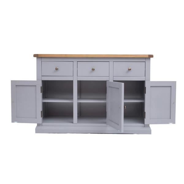 Cabinet Bits Rocca Grey 3 Drawer 3 Door Sideboard Brass Knob