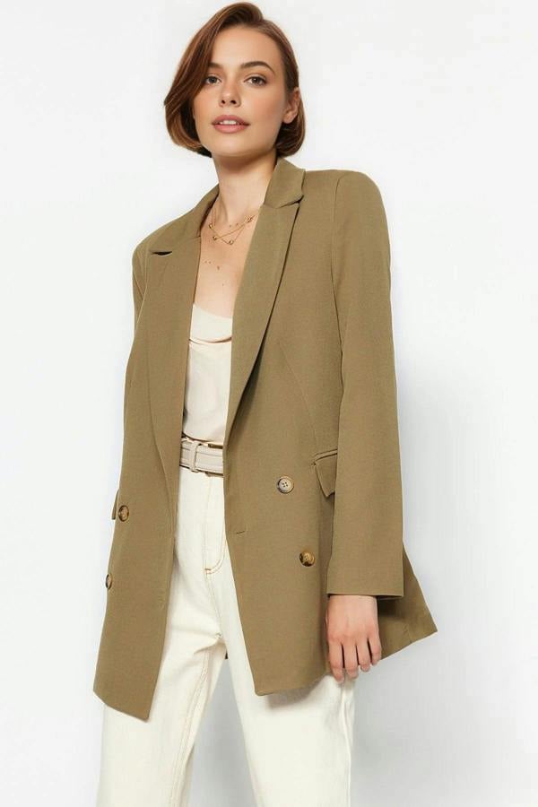 WOVCOR Oversize Lined Buttoned Woven Blazer Jacket