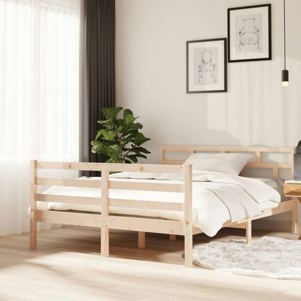 Berkfield Bed Frame Solid Wood Pine 140x190 cm