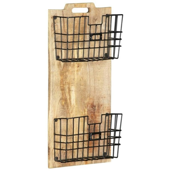 Berkfield Wall-mounted Magazine Rack 33x10x67 cm Solid Rough Mango Wood