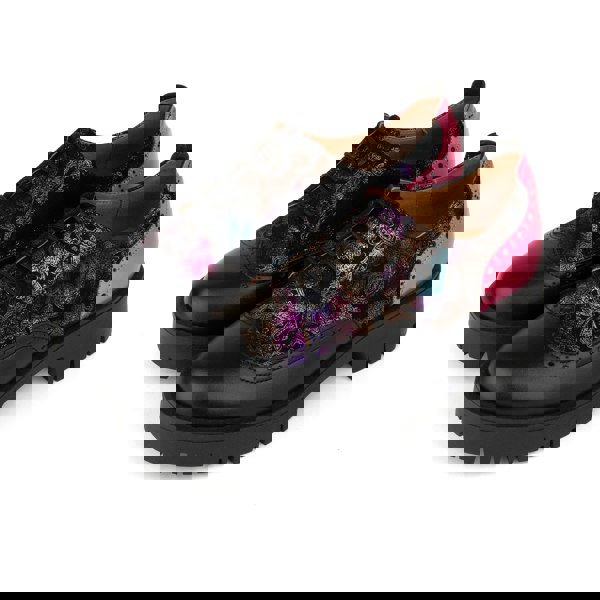 Embassy London Artisan - Dark Winter Foil & Pink - Women's leather lace-up shoe with brogue detailing