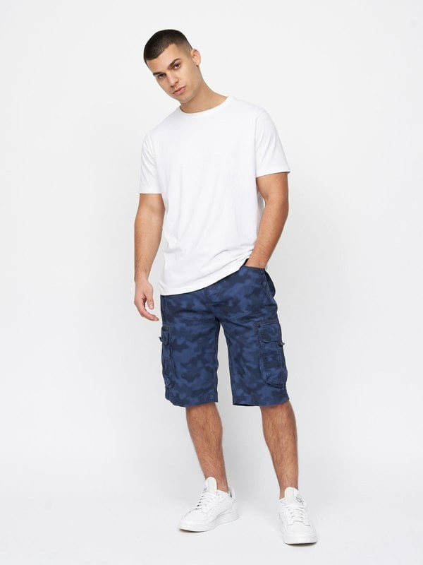Crosshatch Hanwhere Combat Shorts Navy Camo