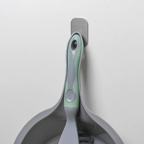 JVL Dust Pan And Brush Set / Rubber Grip - Grey