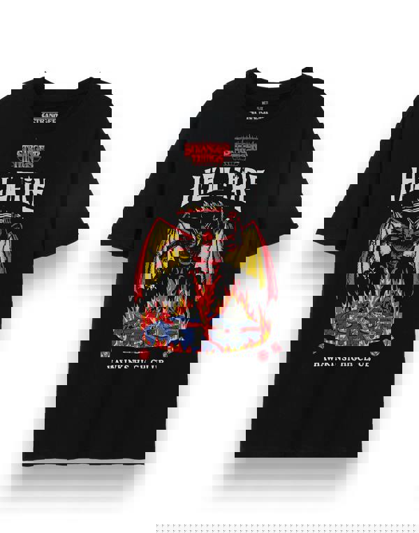 Stranger Things Unisex Black Hellfire Short Sleeved T-Shirt