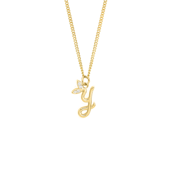 Say It With Dainty Winged Initial Charm Necklace - Sterling Silver