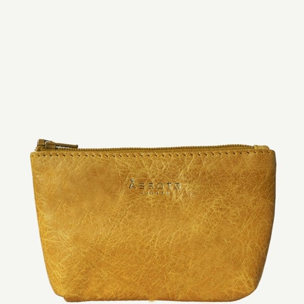 Assots London 'Diana' Yellow Full Grain Leather Zip Top Coin Purse
