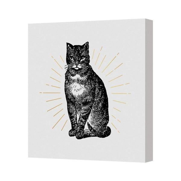 Benjamin Tate Design Cat Canvas Wall Art Print With Golden Rays Handmade In United Kingdom