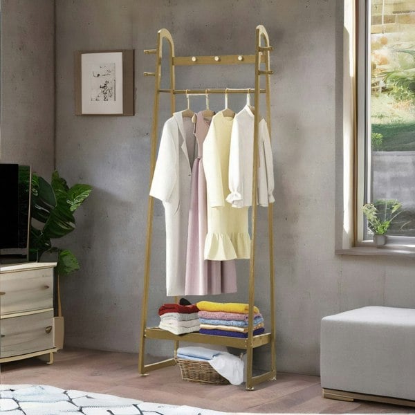 Rafaelo Mobilia Bamboo Natural Brown Open Clothes Rack