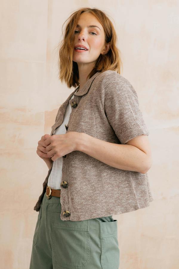 Lily & Me Phoebe Short Sleeve Knitted Jacket Mocha