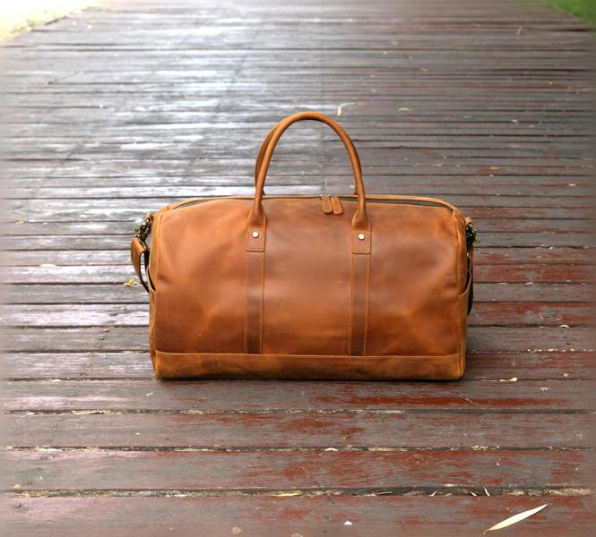 Touribag Genuine Leather Holdall Light Brown