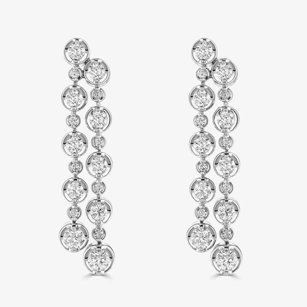 T. H. Baker 18ct White Gold 1.33ct Diamond Two Row Dropper Earrings HSE1054(1.33CT)PR-S