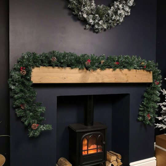 Samuel Alexander Premier 270cm (9ft) Christmas Garland Decoration With Red Berries & Cones