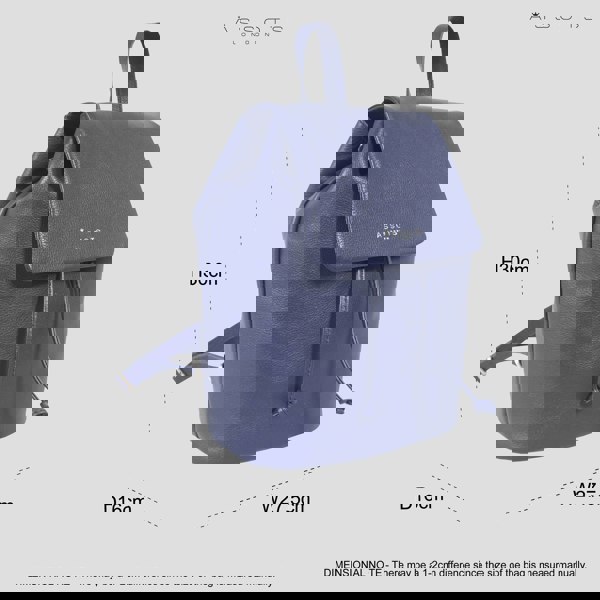 Assots London 'GRACE' Navy Full Grain Leather Flap-over Backpack