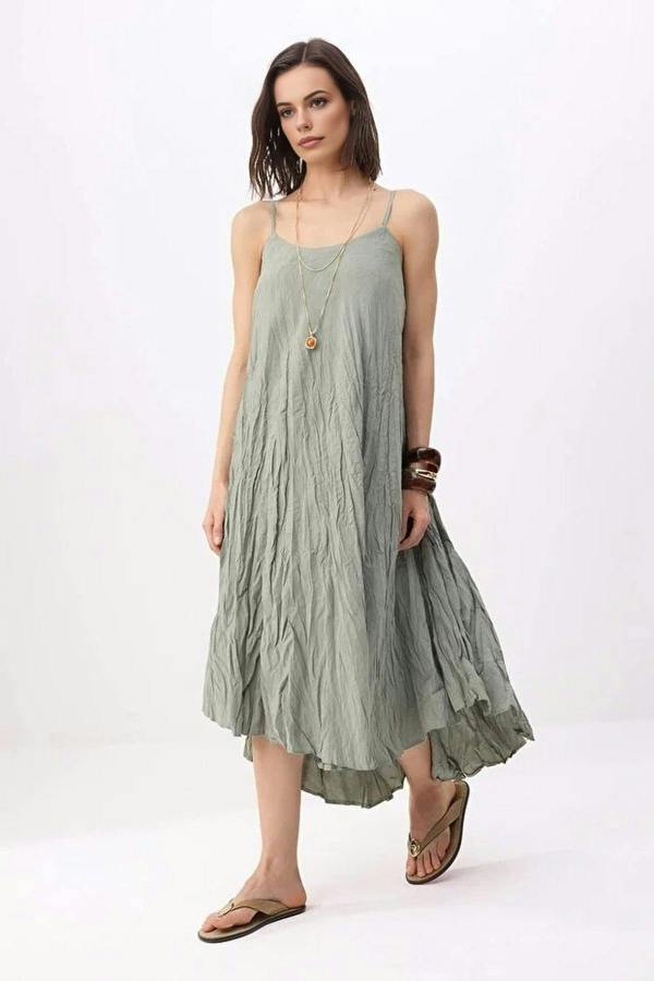 WOVCOR Crinkle Maxi Woven Dress