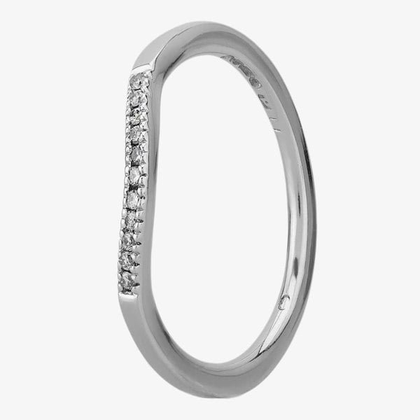 T. H. Baker 9ct White Gold 1.5mm Beaded Edge Diamond Dipped Wedding Ring 9292/9W/DQ7