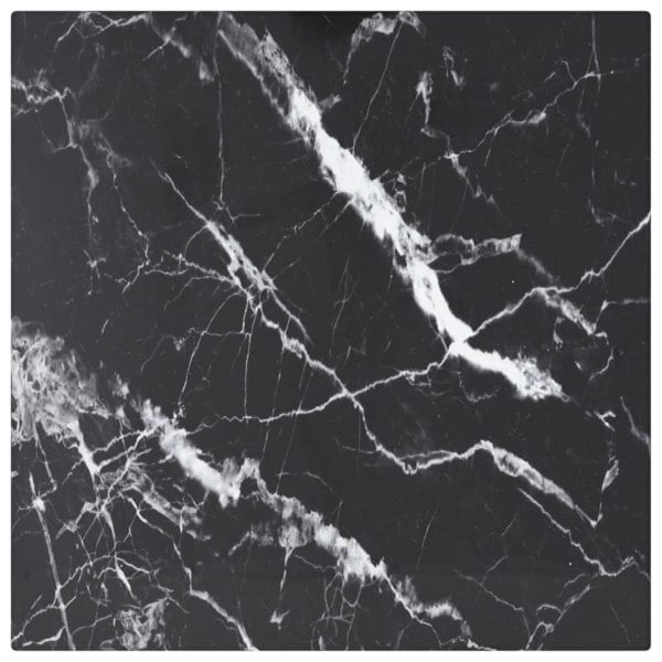 Berkfield Table Top Black 30x30 cm 6 mm Tempered Glass with Marble Design